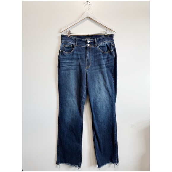 JUDY BLUE 16W High Waist Double Button Frayed Hem Bootcut Denim Jeans 16 W - Picture 2 of 11